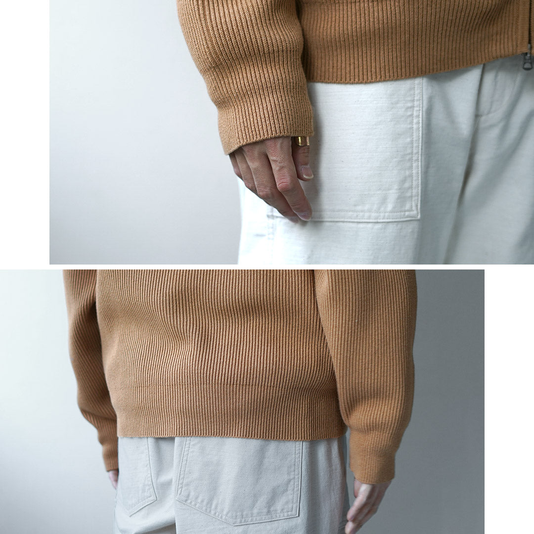 UNDYED（アンダイド） あぜ編み ドライバーズニット オーガニックコットン