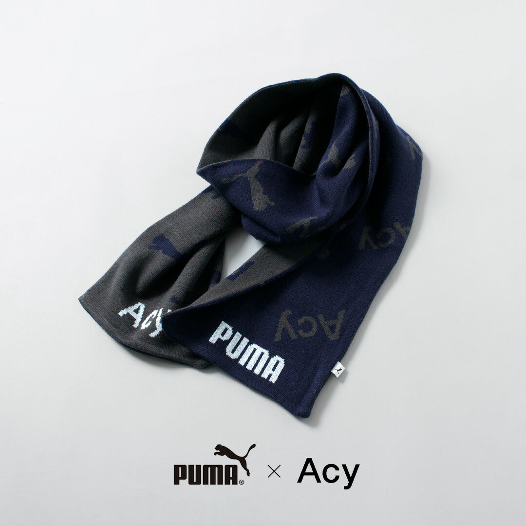 JAQCUEMUS スカーフ マフラー ロゴ フリンジ ネイビー PUMA（プーマ） プーマ×エイシー スカーフ / メンズ マフラー ロゴ