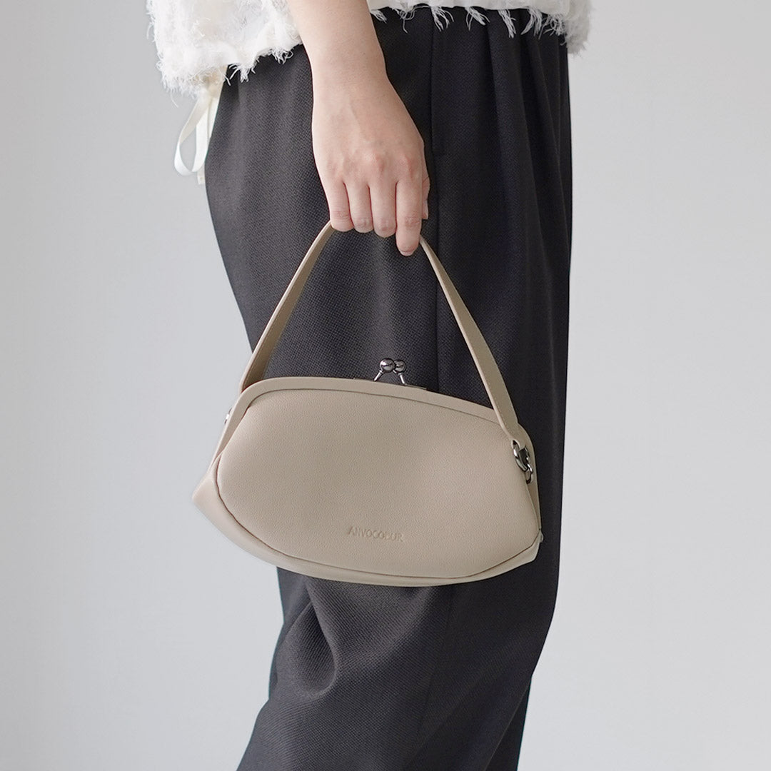 ANVOCOEURアンヴォクール レザーがま口ショルダーバッグ オリーブグレー ANVOCOEURアンヴォクール レザーがま口ショルダーバッグ オリーブ