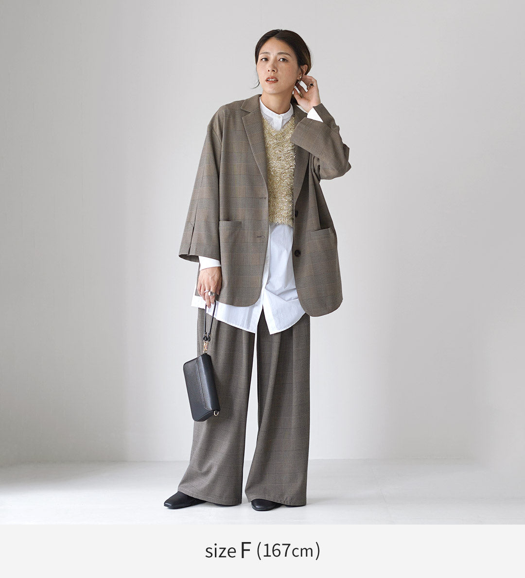 CYAN TOKYO（シアン トーキョー） グレンチェック スリット スリーブ ジャケット