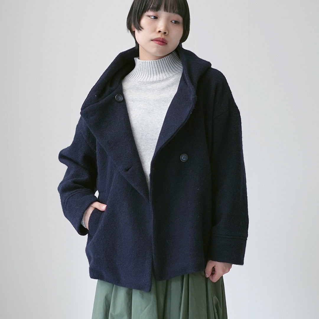 MAO MADE（マオメイド） ダブルボタン ミドル フ—ディー ジャケット