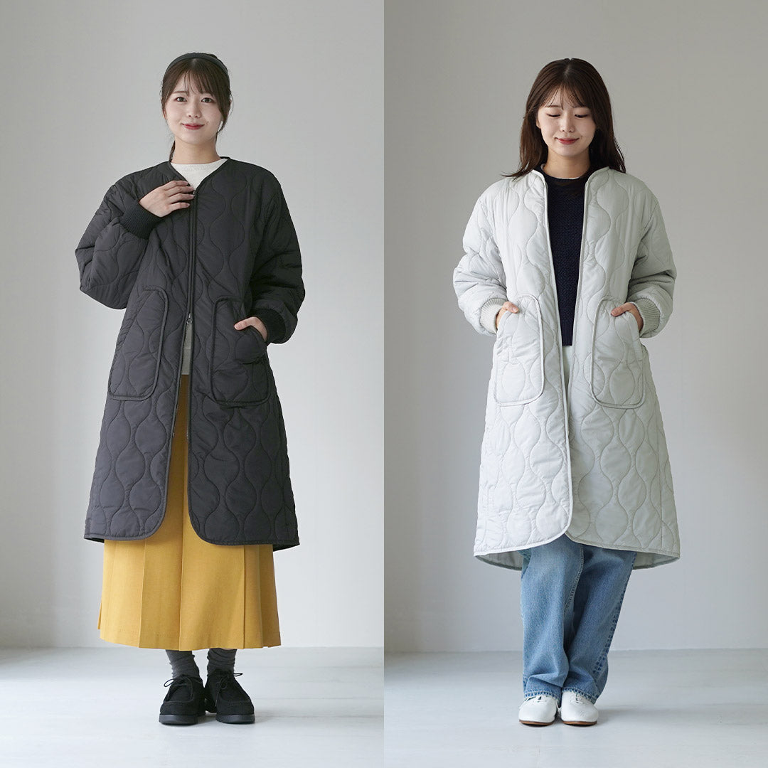 【美品✨️】23区ノーカラーキルティングロングコート ダイヤキルティング 中綿 MIDIUMI（ミディウミ） キルティング ロングコート / レディース
