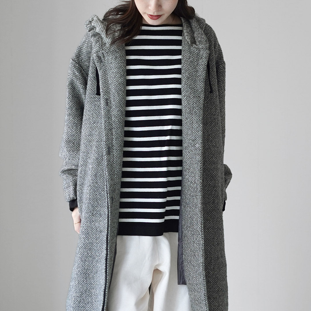 mizuiro ind（ミズイロインド） ウールブレンド フーデッド コート