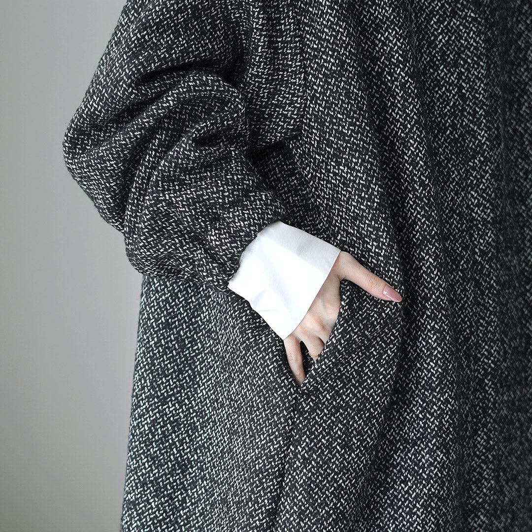 mizuiro ind（ミズイロインド） ウールブレンド フーデッド コート