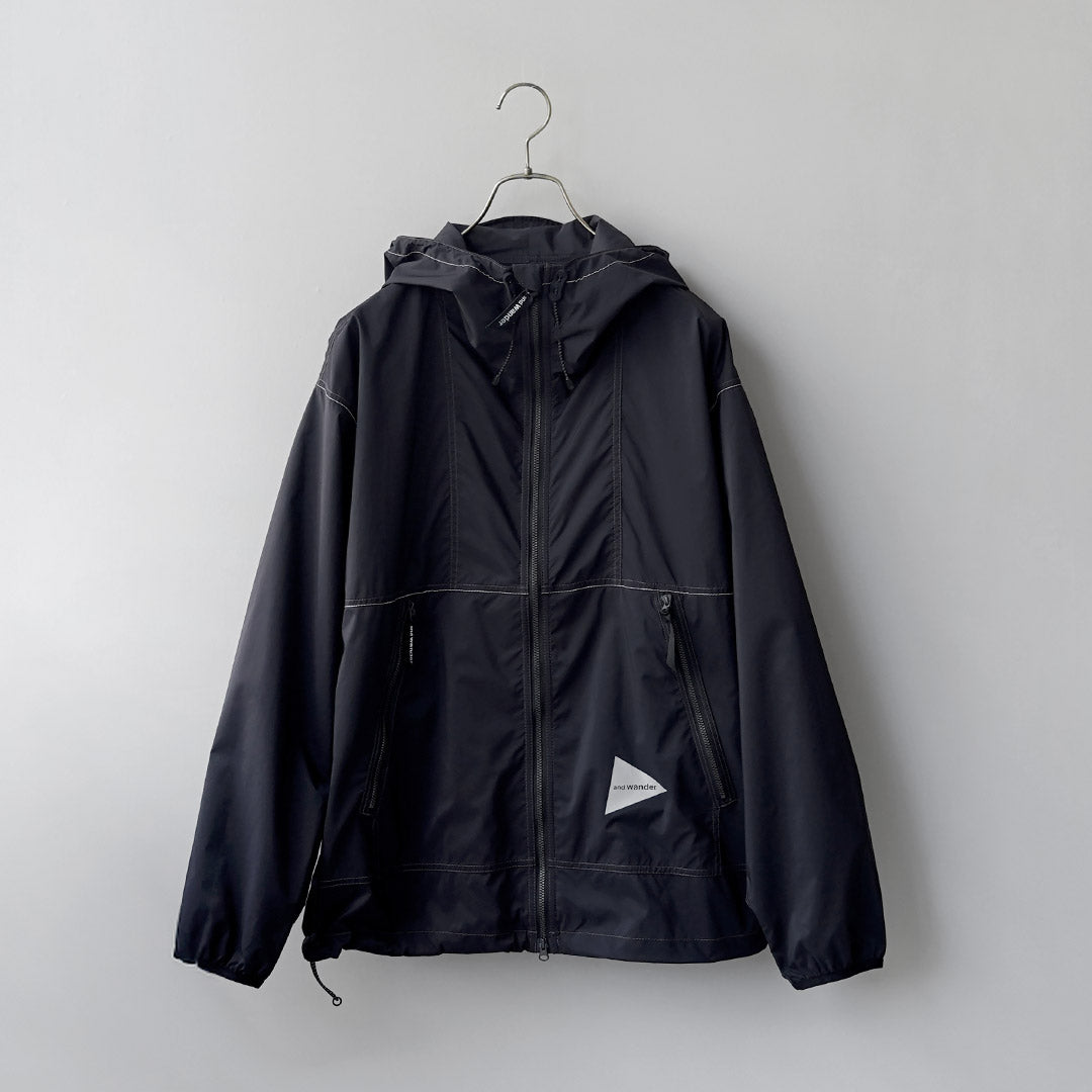 アンドワンダー and wander スウェット地　ブラウン ボタン式ジャケット AND WANDER（アンドワンダー）パーテックス ウインドジャケット M
