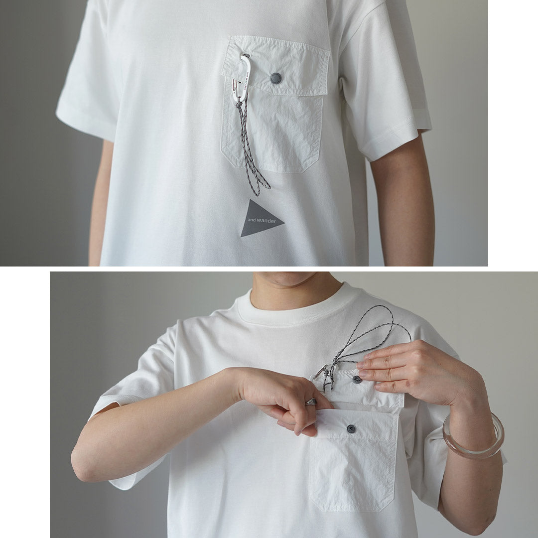 AND WANDER（アンドワンダー） ポケットTシャツ W / レディース 半袖