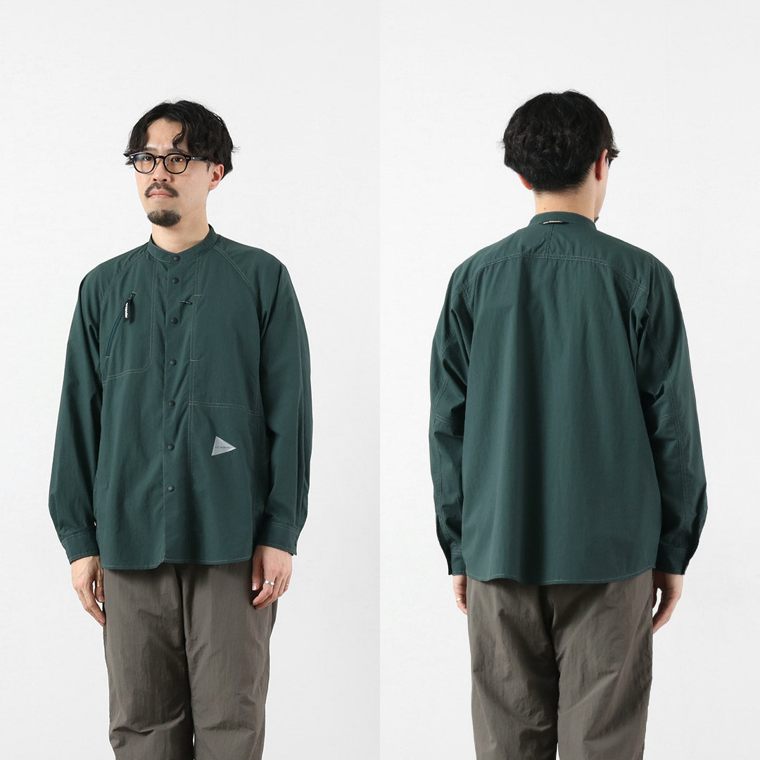 AND WANDER（アンドワンダー） ストレッチ リップ バンドカラーシャツ