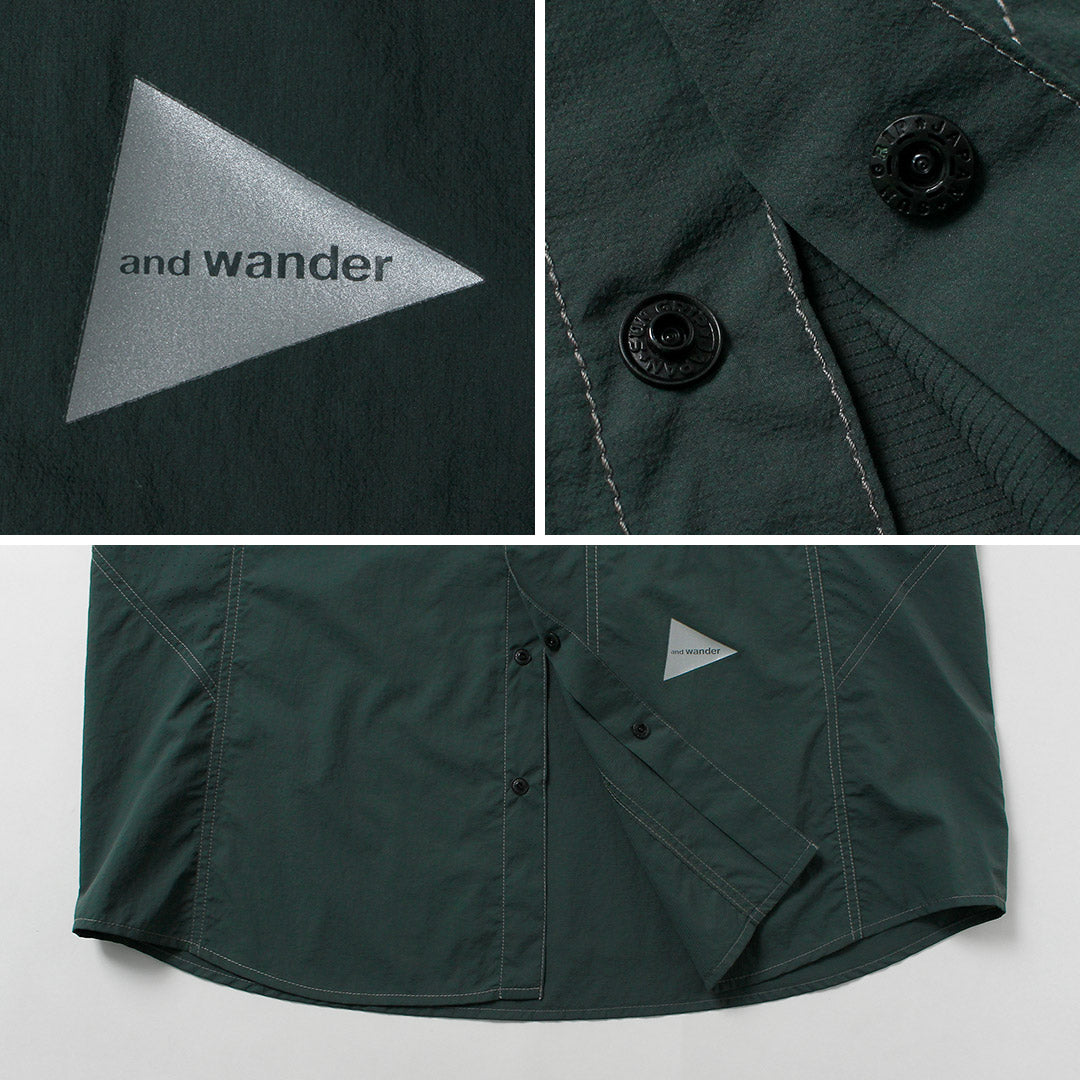 AND WANDER（アンドワンダー） ストレッチ リップ バンドカラーシャツ