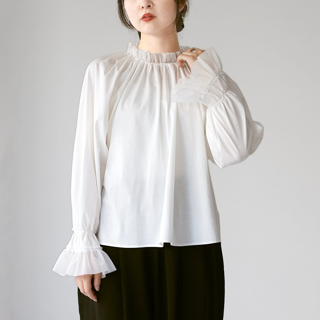 TUMUGU（ツムグ） コンパクト天竺×ソフトチュール フリルギャザープル