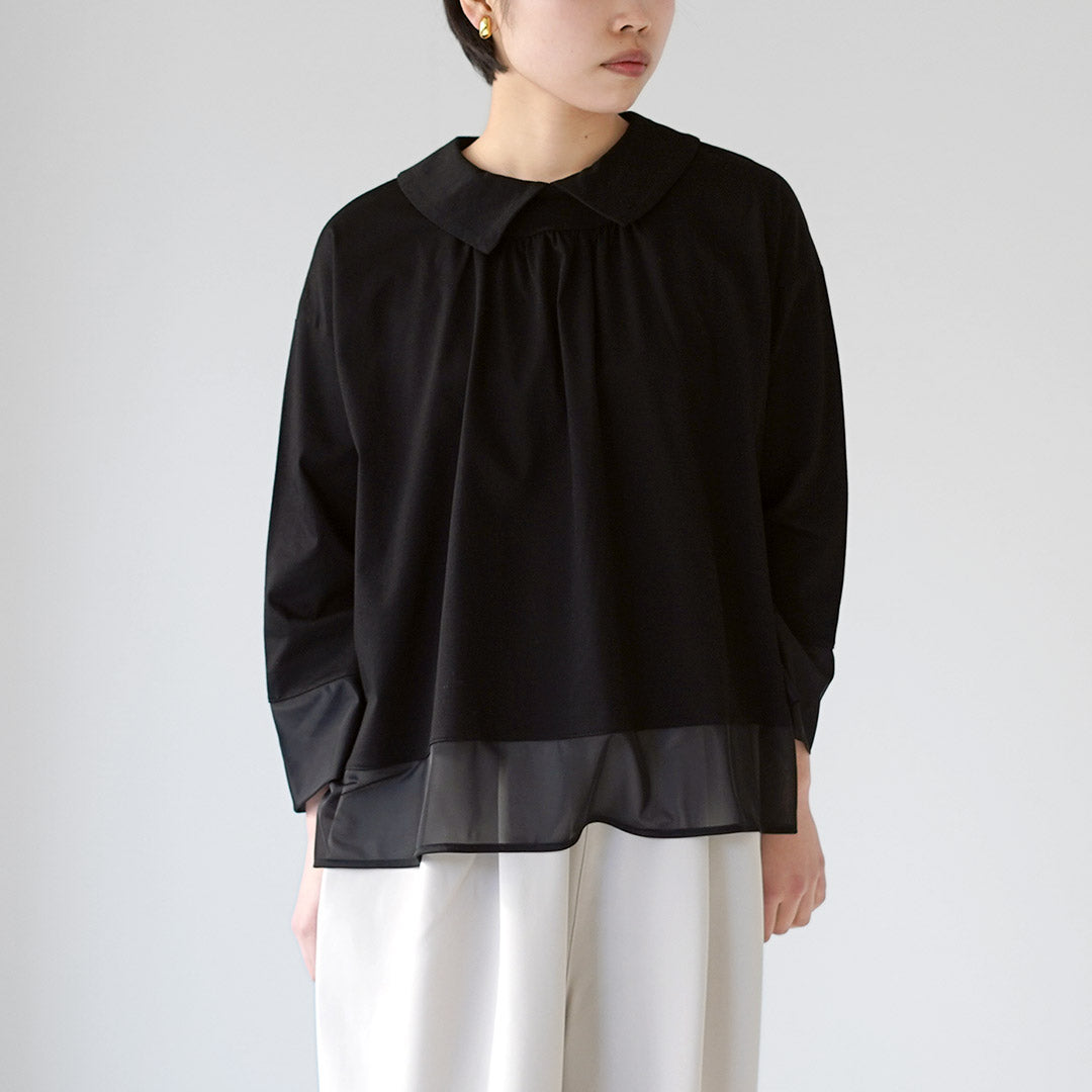 TUMUGU（ツムグ） コンパクト天竺×ソフトチュール 衿付きプルオーバー