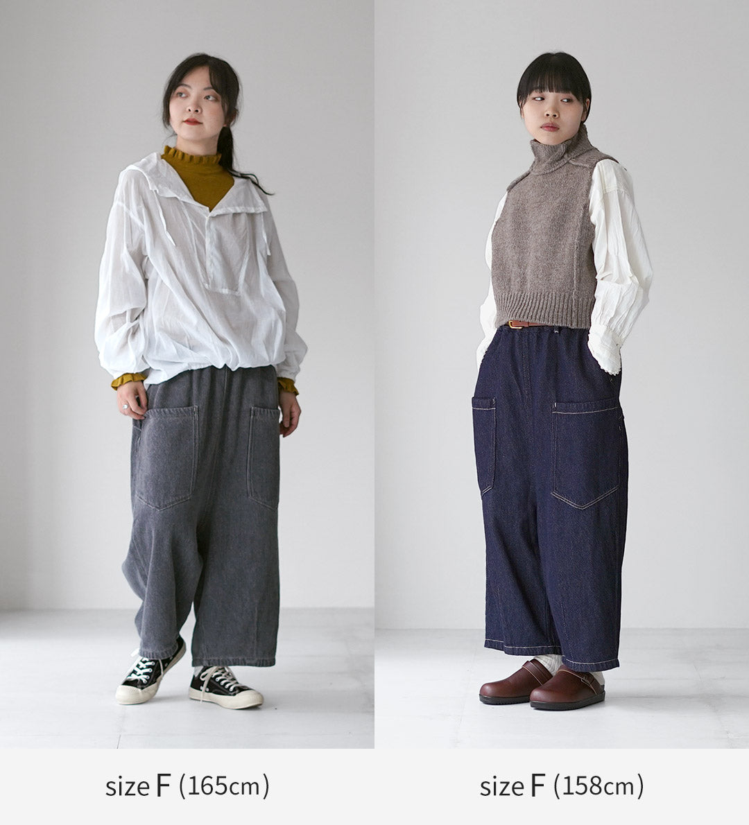 tumugu: ツムグ 綿麻混デニム８分丈パンツ ゆったりシルエット TUMUGU（ツムグ） スラブヤーンデニム 8分丈パンツ / レディース