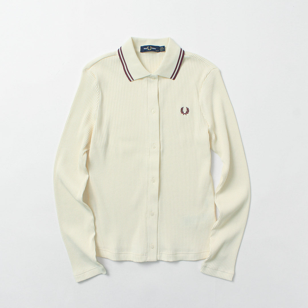 フレッドペリー　ポロシャツ　カーディガン FRED PERRY（フレッドペリー） ロングスリーブ リブポロシャツ