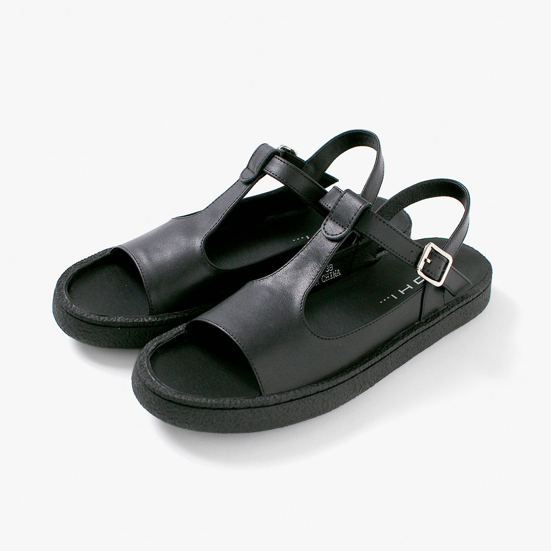 MOHI（モヒ） Tストラップ レザーサンダル / レディース フラット 本革