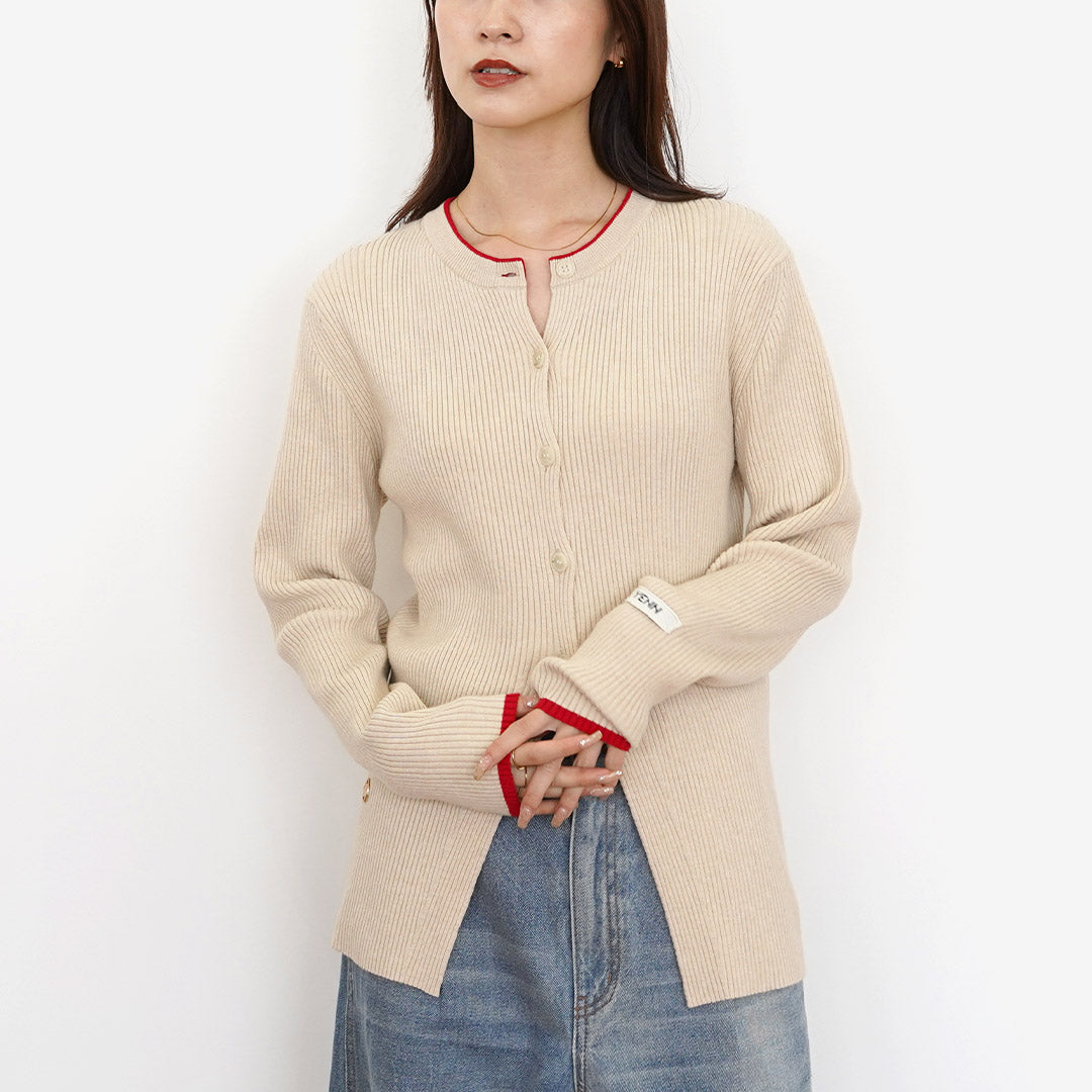 イエナ IENA 24AW Sn.WEEKEND リブ カーディガン ニット 長袖 クルーネック アイボリー /MY ■OS レディース IENA - イエナ IENA 24AW Sn.WEEKEND リブ カーディガン ニット