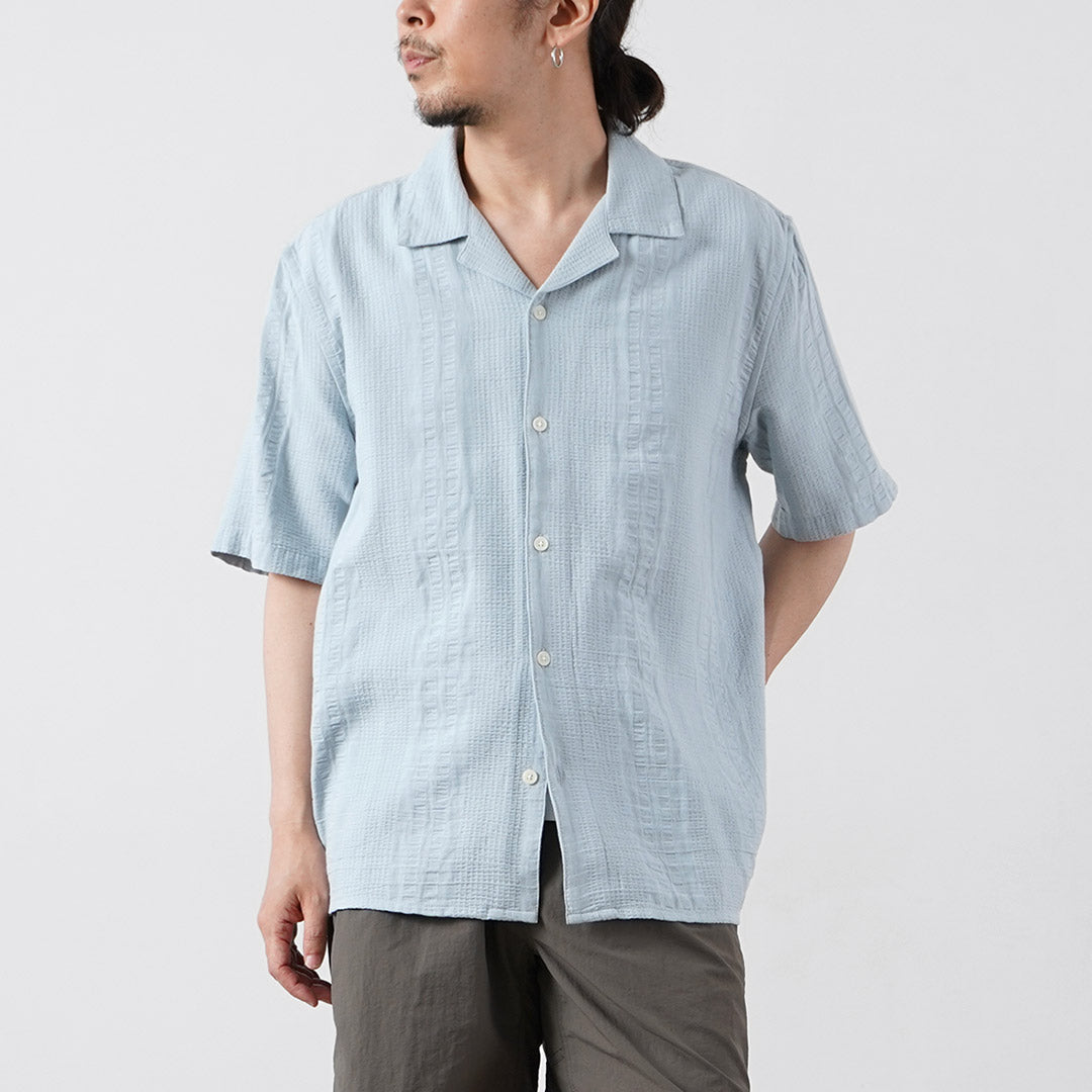 WAX LONDON（ワックスロンドン） ディドコット ショートスリーブシャツ ダブルウェーブ グリッド