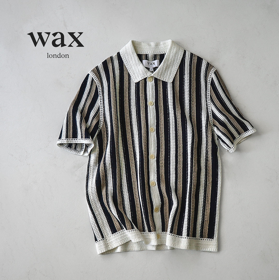 WAX LONDON（ワックスロンドン） ポルト ポロシャツ ストライプ クロシェ