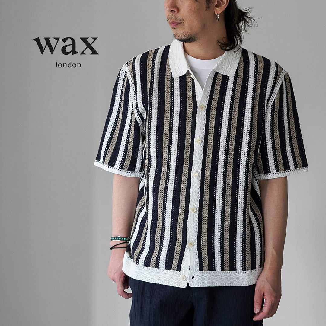WAX LONDON（ワックスロンドン） ポルト ポロシャツ ストライプ クロシェ