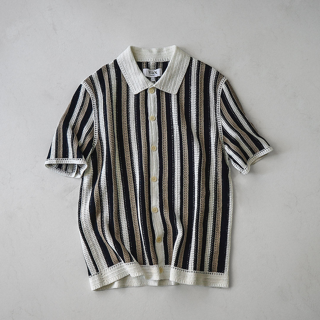 WAX LONDON（ワックスロンドン） ポルト ポロシャツ ストライプ クロシェ