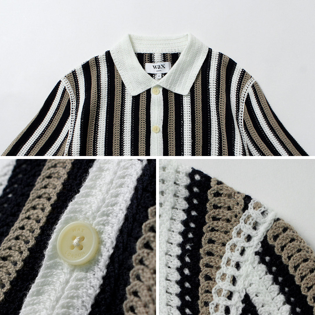 WAX LONDON（ワックスロンドン） ポルト ポロシャツ ストライプ クロシェ