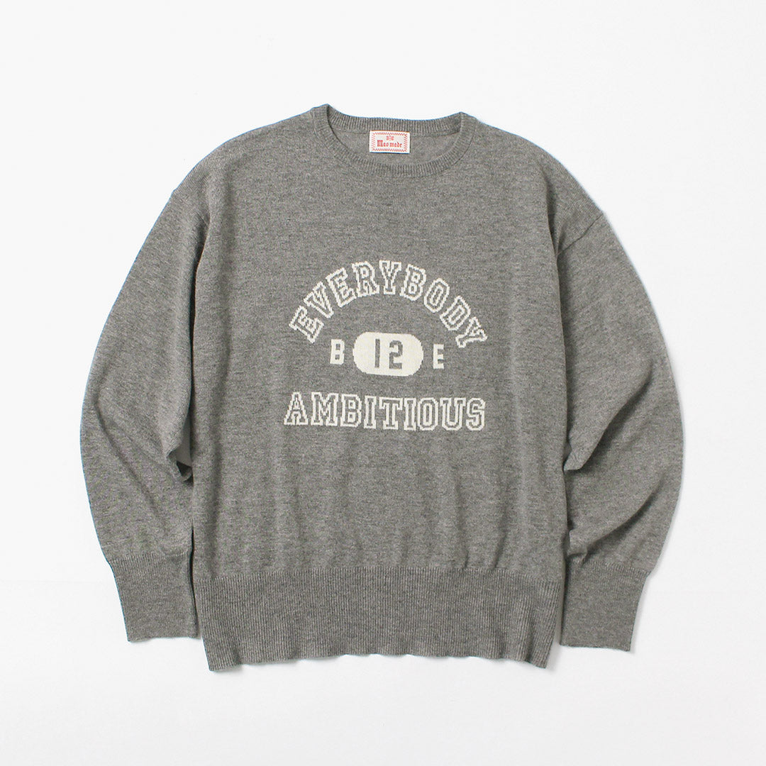 MAO MADE（マオメイド） カシミアブレンド ハイゲージ カレッジロゴ