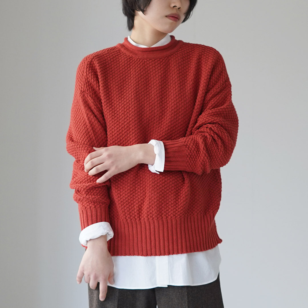 MAO MADE（マオメイド） やわらかコットン 2WAY 鹿子編み ニット