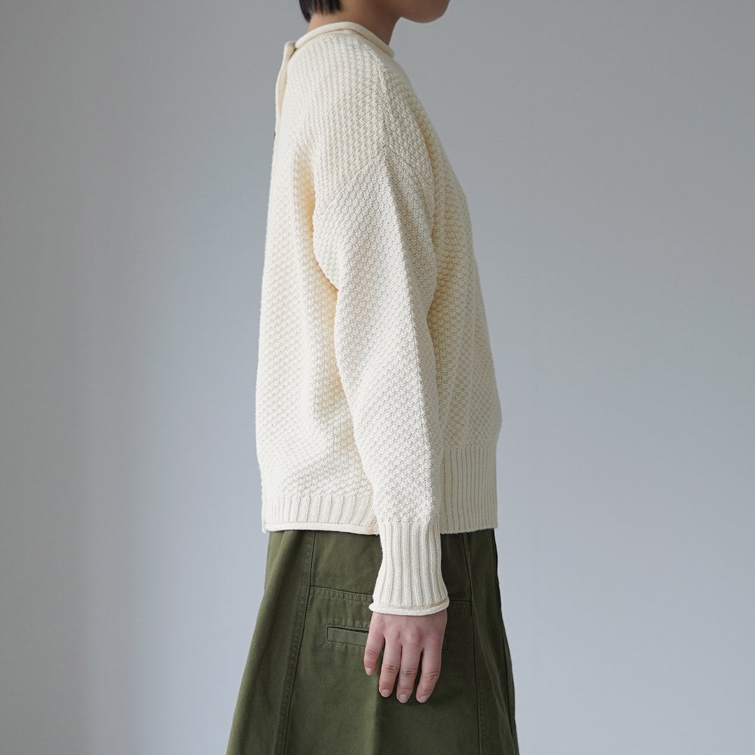 MAO MADE（マオメイド） やわらかコットン 2WAY 鹿子編み ニット