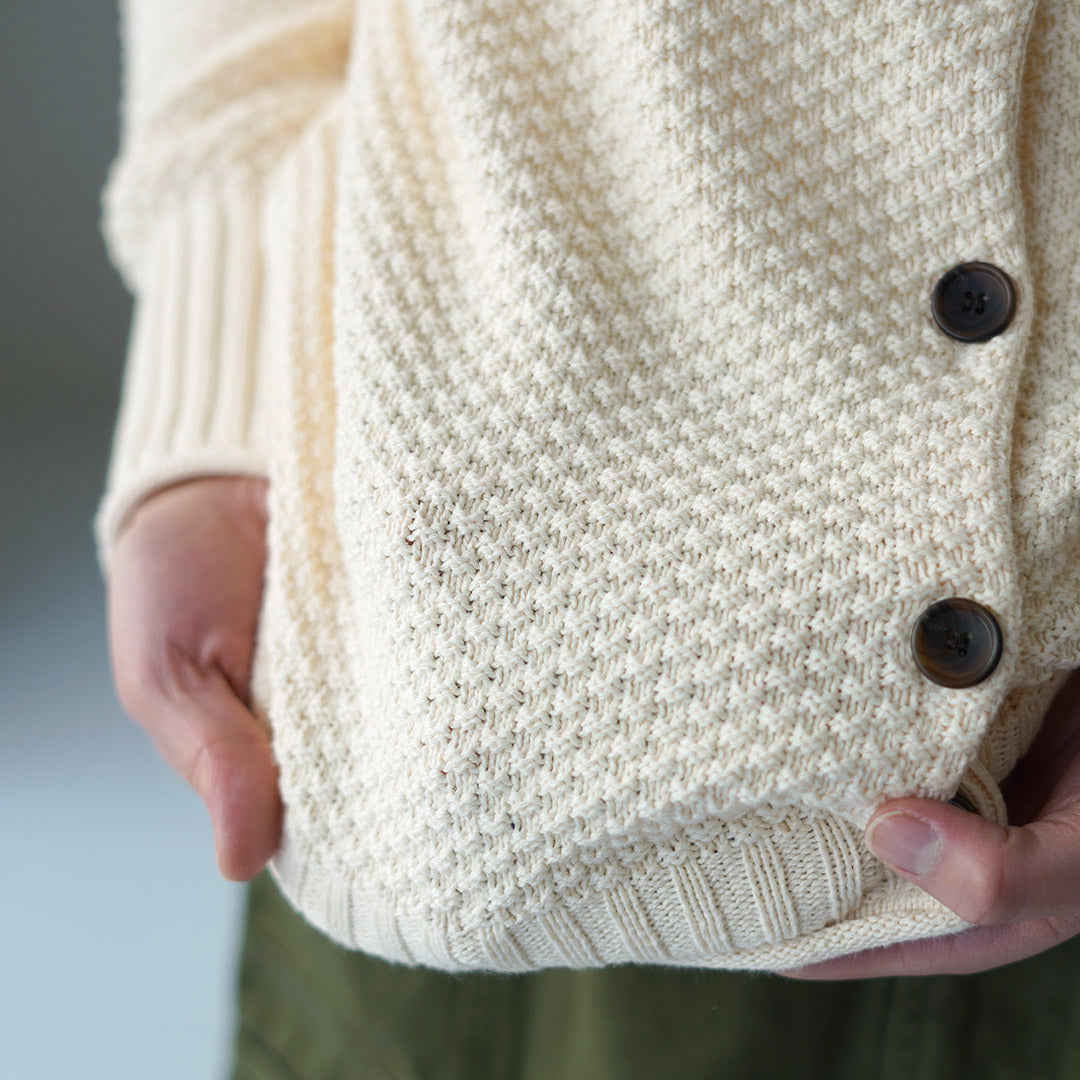 MAO MADE（マオメイド） やわらかコットン 2WAY 鹿子編み ニット