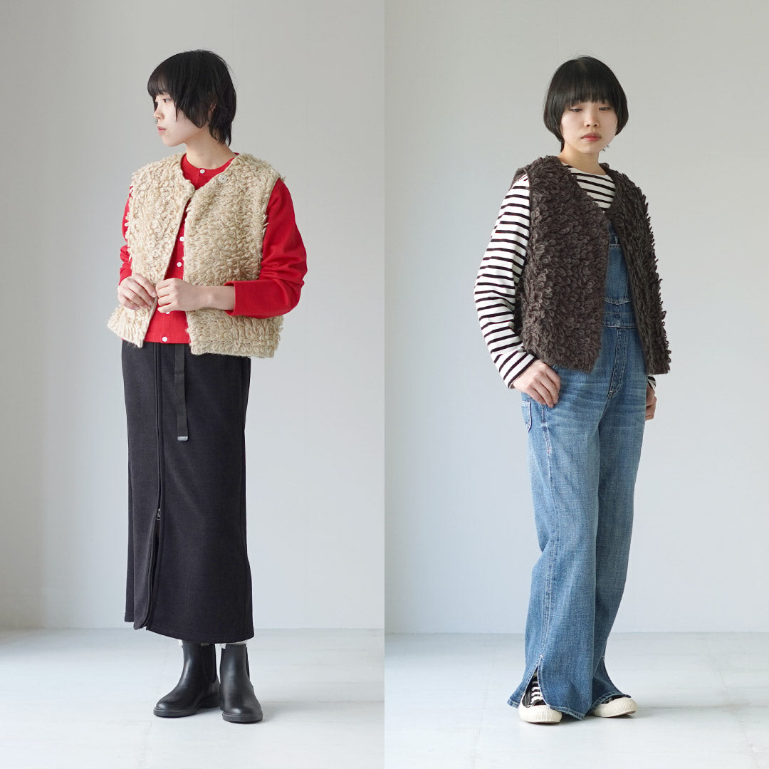 MAO MADE（マオメイド） モヘヤブレンド ループ編み ショートベスト