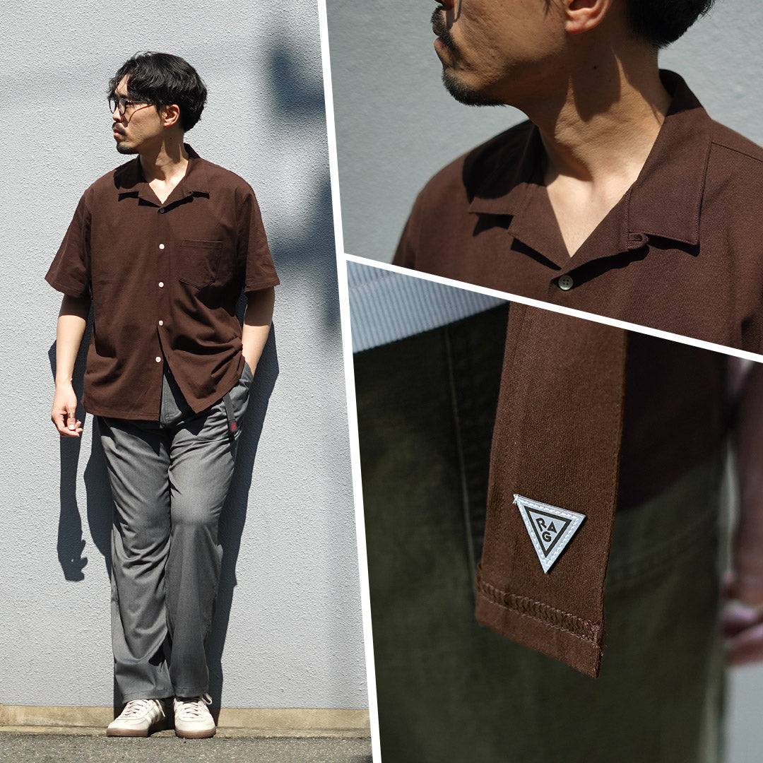 HEALTHKNIT（ヘルスニット）×RAG 別注 半袖 オープンカラーシャツ オープンエンド ドライジャージ 抗菌・防臭加工