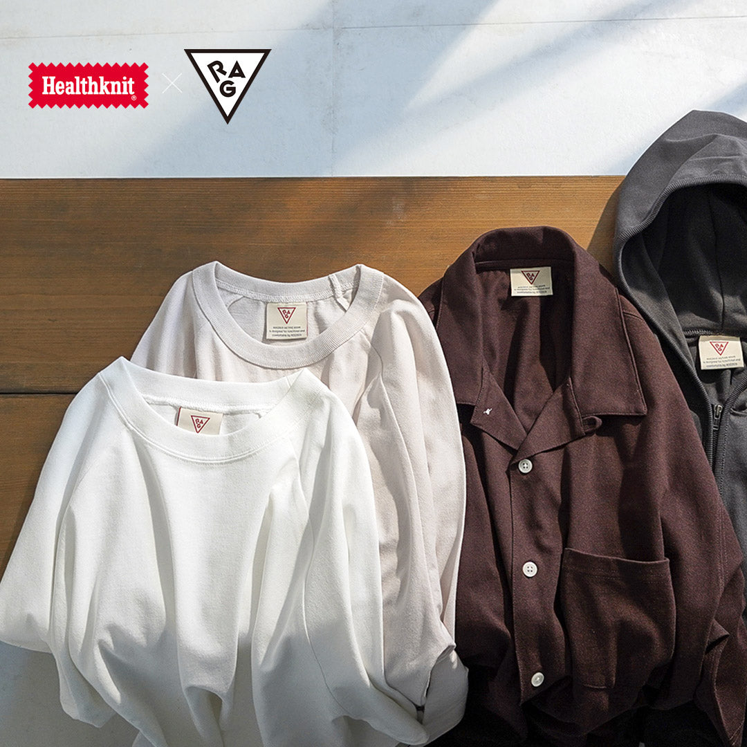HEALTHKNIT（ヘルスニット） ×RAG 別注 ヘルスニット×ラグ 長袖クルーネック スウェッティー オープンエンド ドライジャージ 抗菌・防臭加工