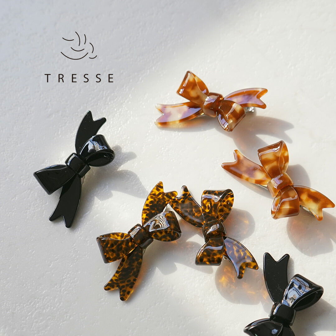 美品　TRESSE フエィクレザー RUBAN リボンヘアクリップ TRESSE（トレス） メゾン リュバン(リボン) クリップ グランド