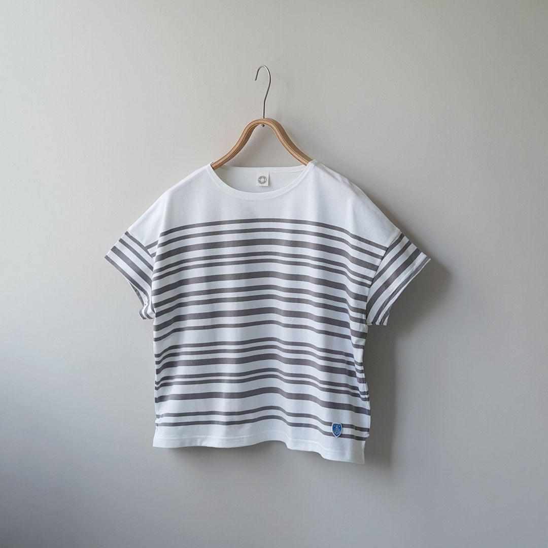 ORCIVAL（オーシバル） ボートネック ランダムボーダー ショートスリーブ プルオーバー 日本製