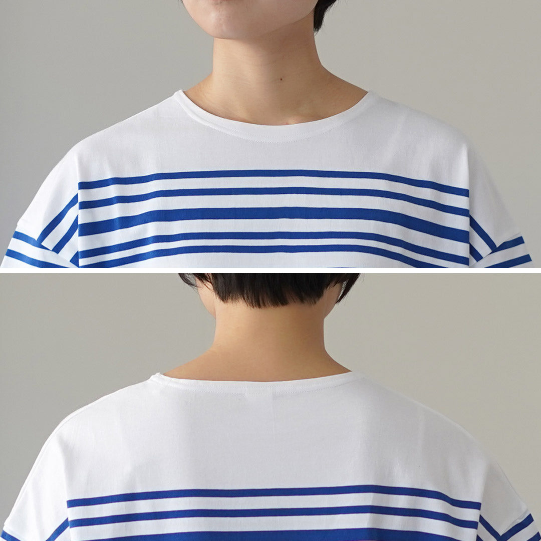 ORCIVAL（オーシバル） ボートネック ランダムボーダー ショートスリーブ プルオーバー 日本製