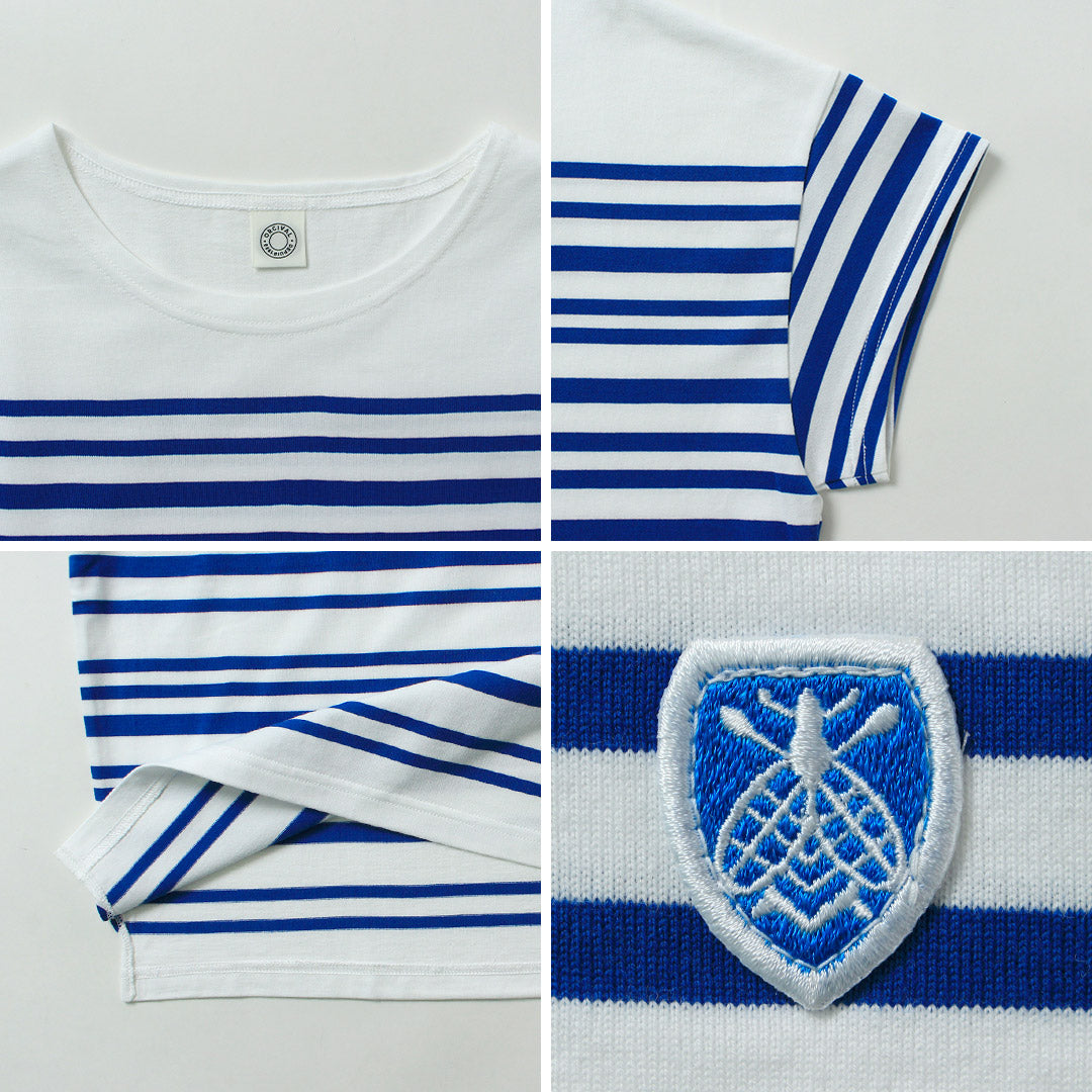 ORCIVAL（オーシバル） ボートネック ランダムボーダー ショートスリーブ プルオーバー 日本製