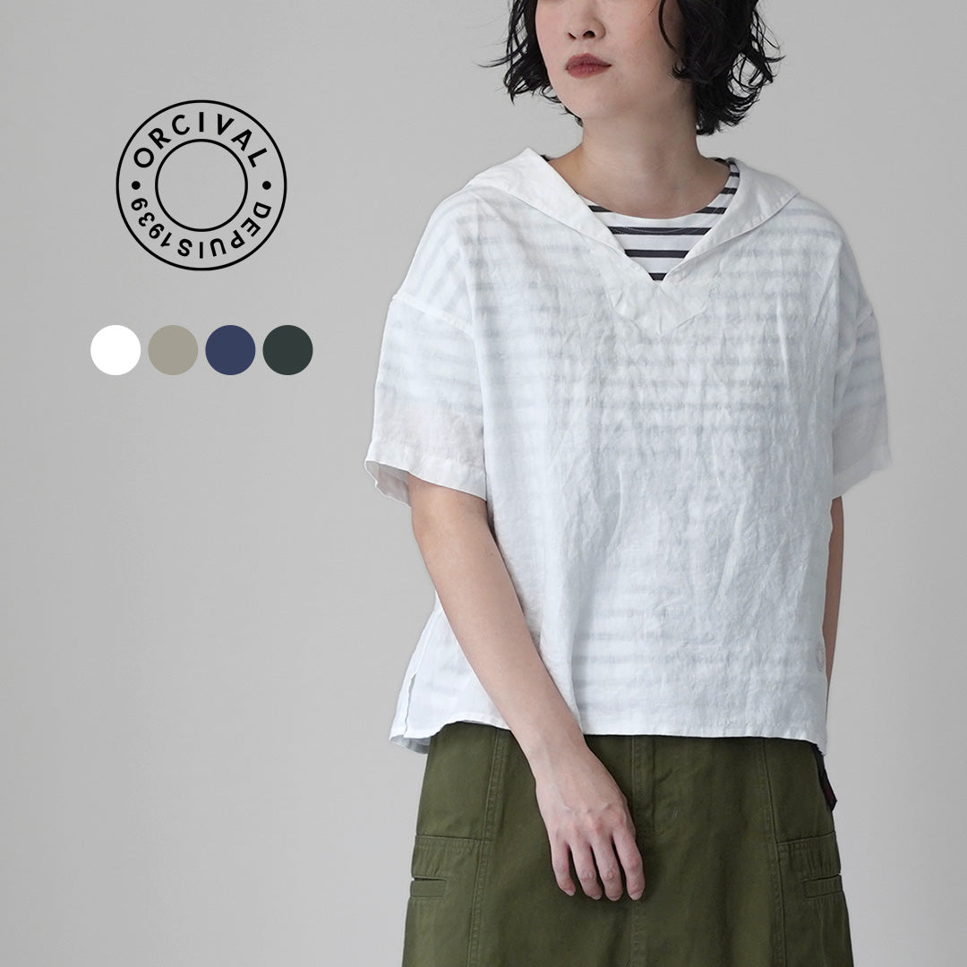 ORCIVAL（オーシバル） リネン セーラーブラウス / レディース Tシャツ