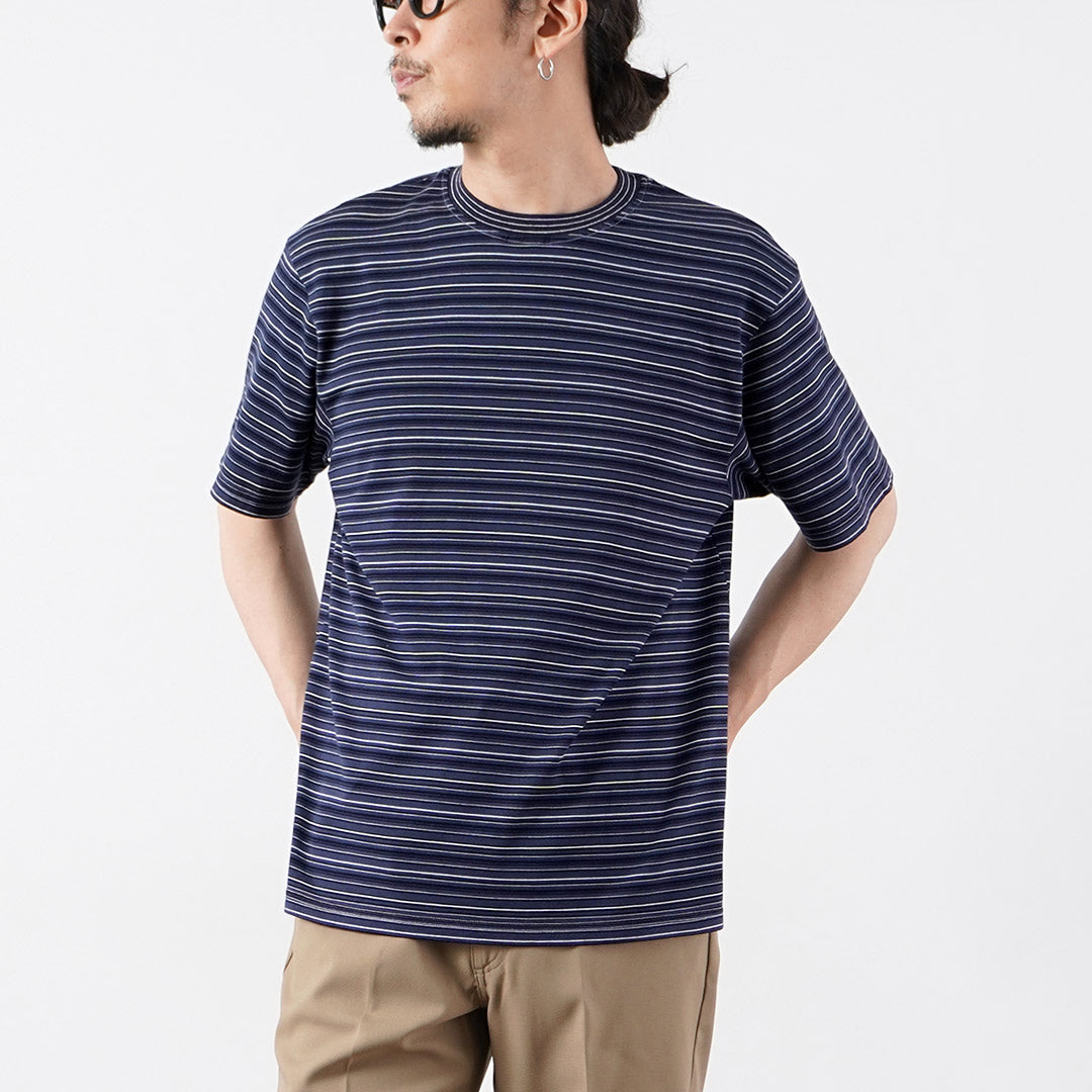 YONETOMI NEW BASIC（ヨネトミニューベーシック） ガーメントダイ ボーダー ショートスリーブTシャツ 日本製