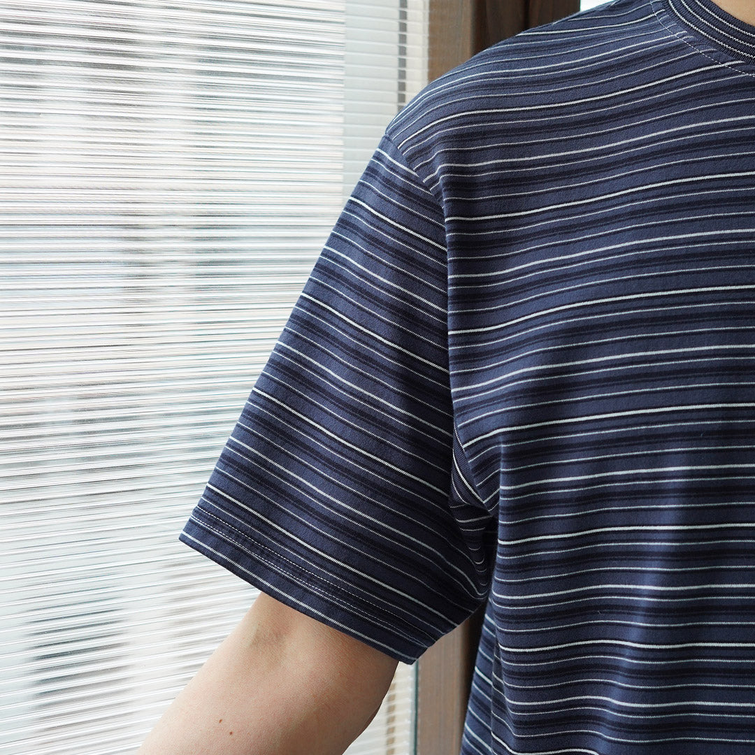 YONETOMI NEW BASIC（ヨネトミニューベーシック） ガーメントダイ ボーダー ショートスリーブTシャツ 日本製