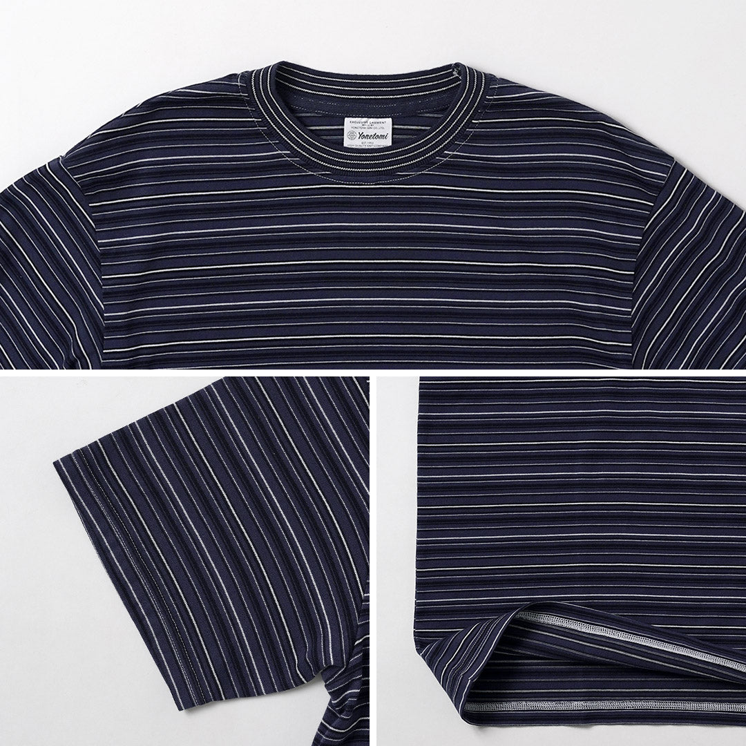 YONETOMI NEW BASIC（ヨネトミニューベーシック） ガーメントダイ ボーダー ショートスリーブTシャツ 日本製