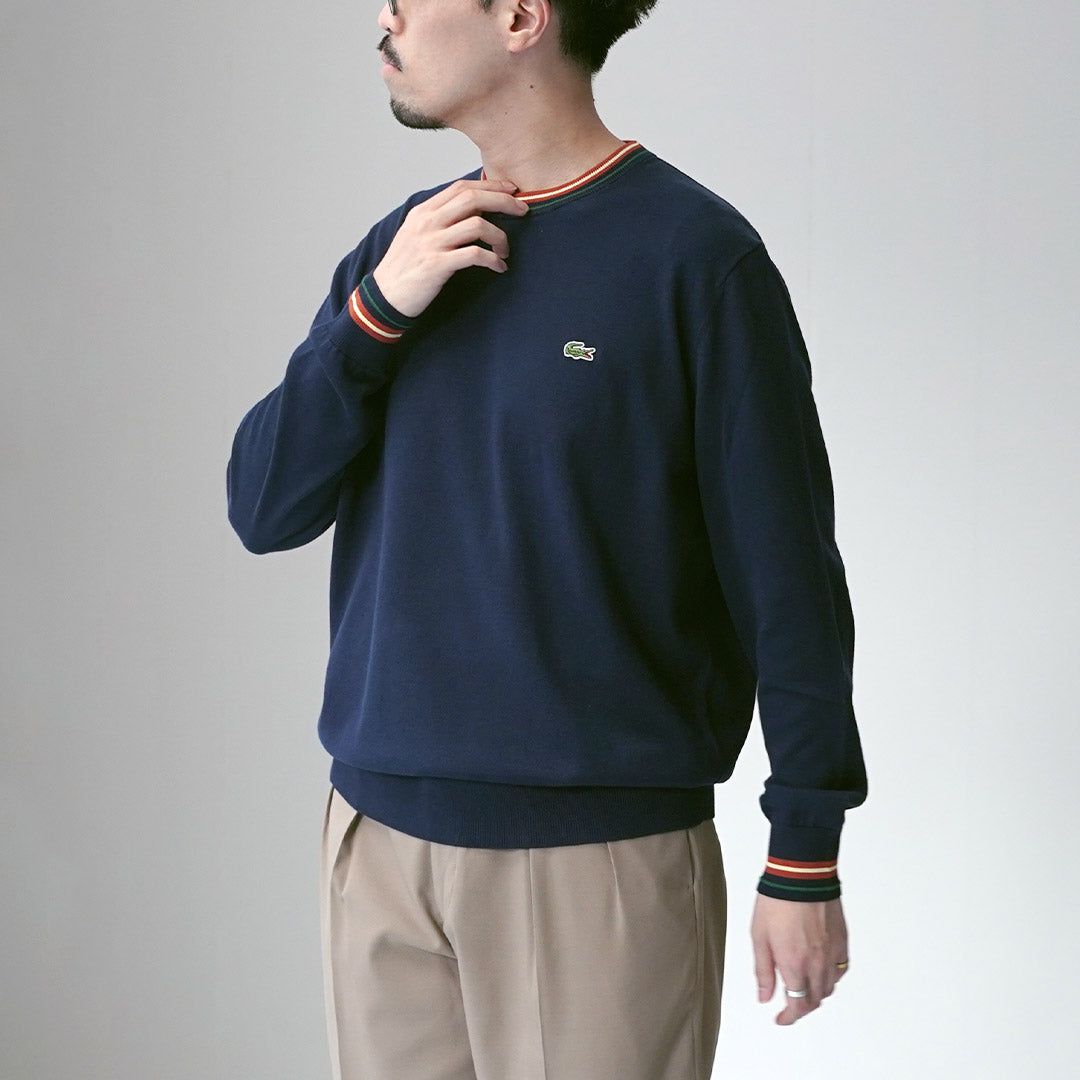 LACOSTE ストライプカラー ブロック クルーネックニット LACOSTE（ラコステ） ストライプカラー コットンニット / メンズ