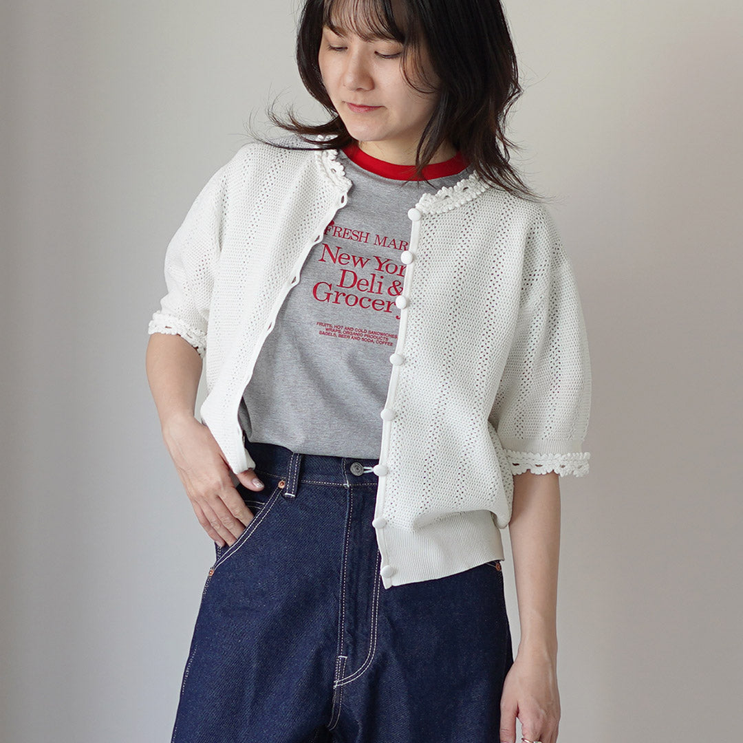 sov  シースルーブルゾン　レース　カーディガン Sov. / リーフレースブルゾン OUTERS Night STORE | ダブル