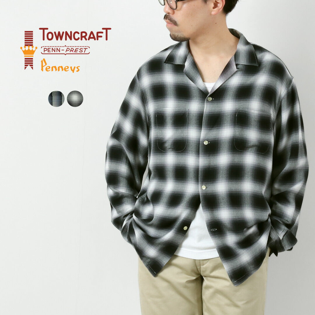 TOWNCRAFT（タウンクラフト） 60s オンブレー レーヨン ロングスリーブ