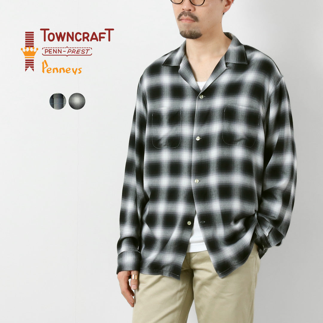 TOWNCRAFT（タウンクラフト） 60s オンブレー レーヨン ロングスリーブ