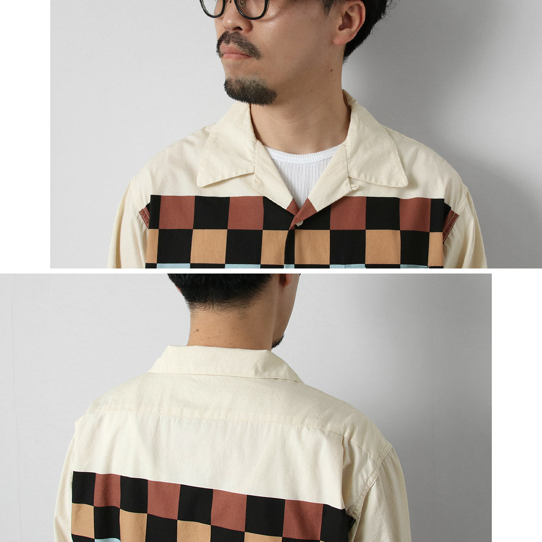 TOWNCRAFT（タウンクラフト） プリント ロングスリーブ ループカラー