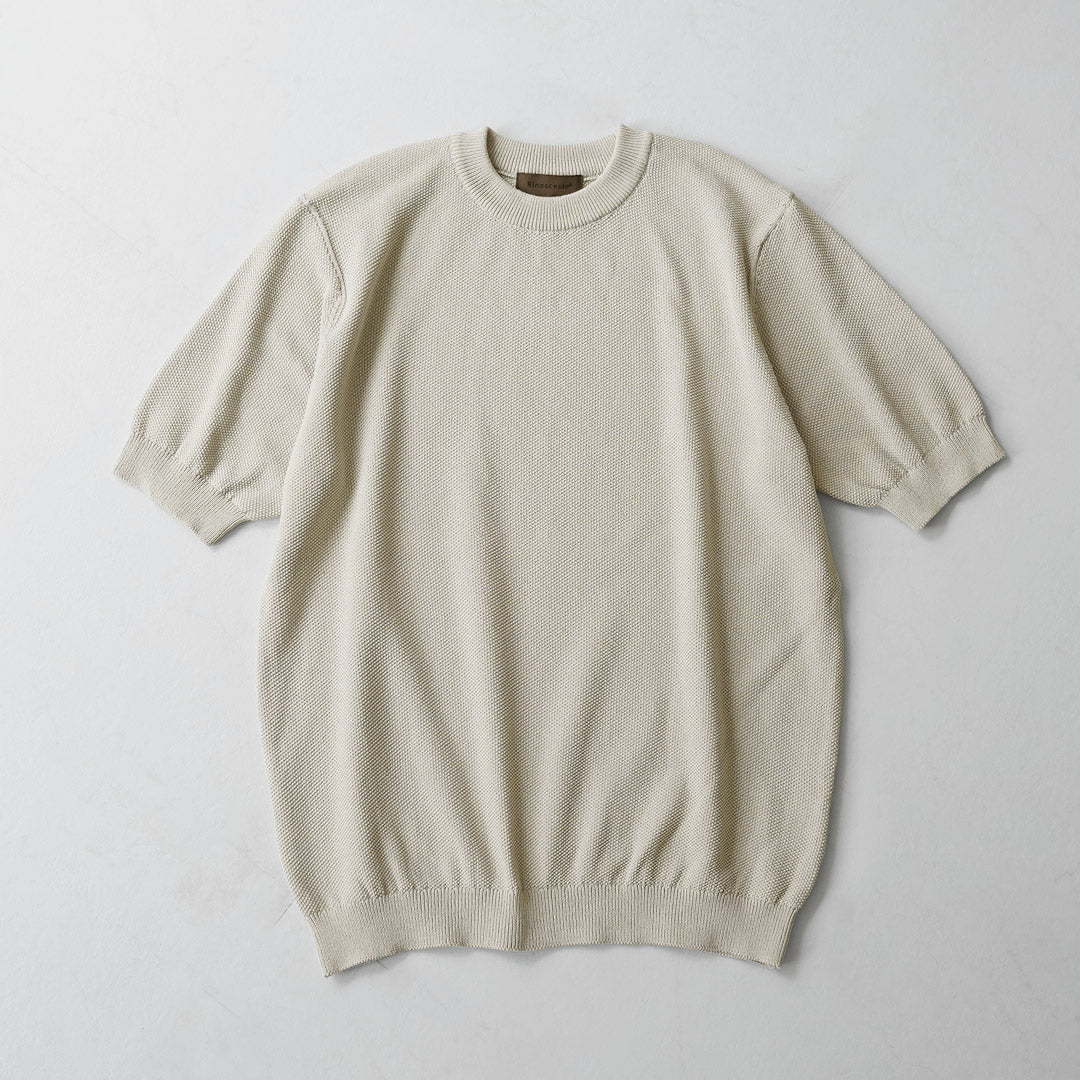 RINASCENTE（リナシェンテ） ハイブリッド ウォッシャブル 鹿の子クルーネック ニットTシャツ 日本製