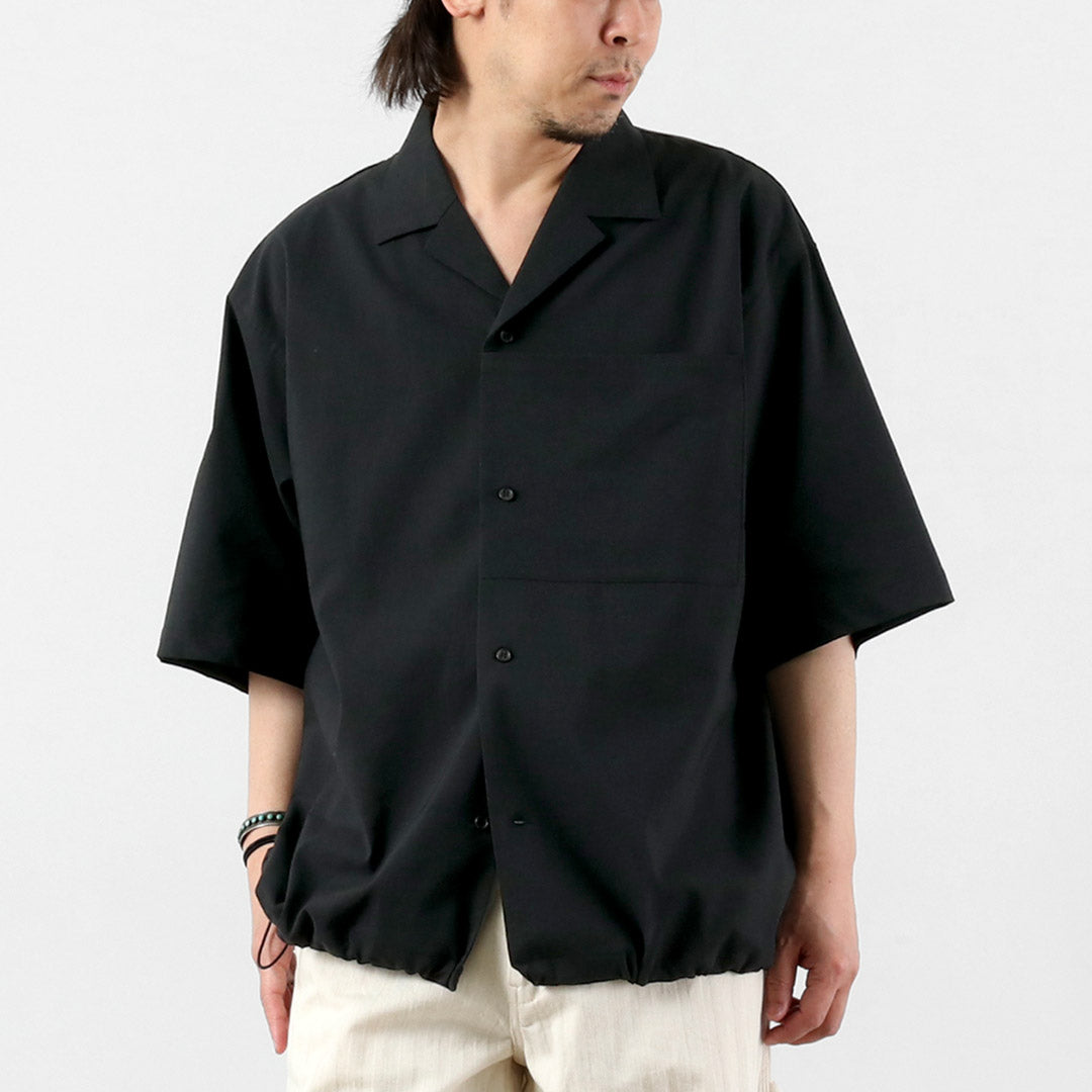 BASISBROEK（バージスブルック） ディーン リネン混ストレッチ オープンカラーシャツ 日本製