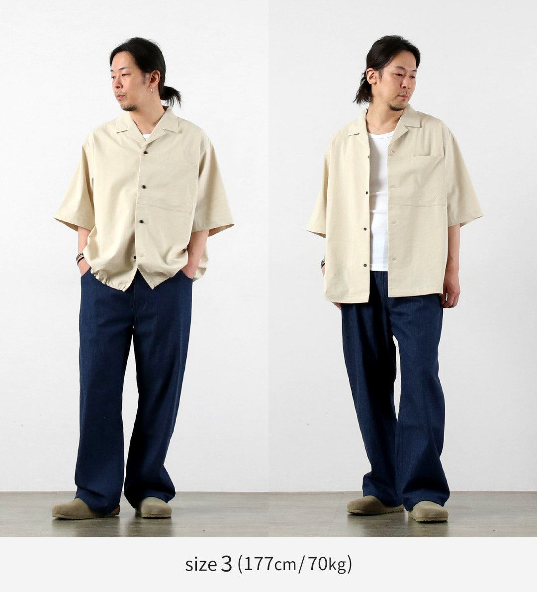 BASISBROEK（バージスブルック） ディーン リネン混ストレッチ オープンカラーシャツ 日本製