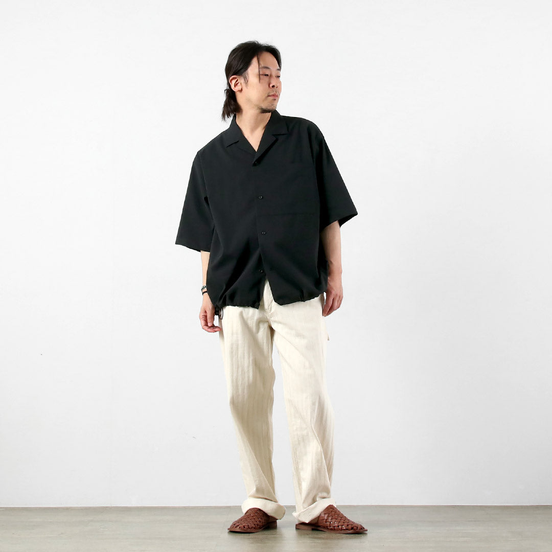 BASISBROEK（バージスブルック） ディーン リネン混ストレッチ オープンカラーシャツ 日本製