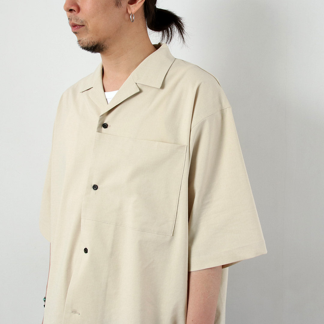 BASISBROEK（バージスブルック） ディーン リネン混ストレッチ オープンカラーシャツ 日本製
