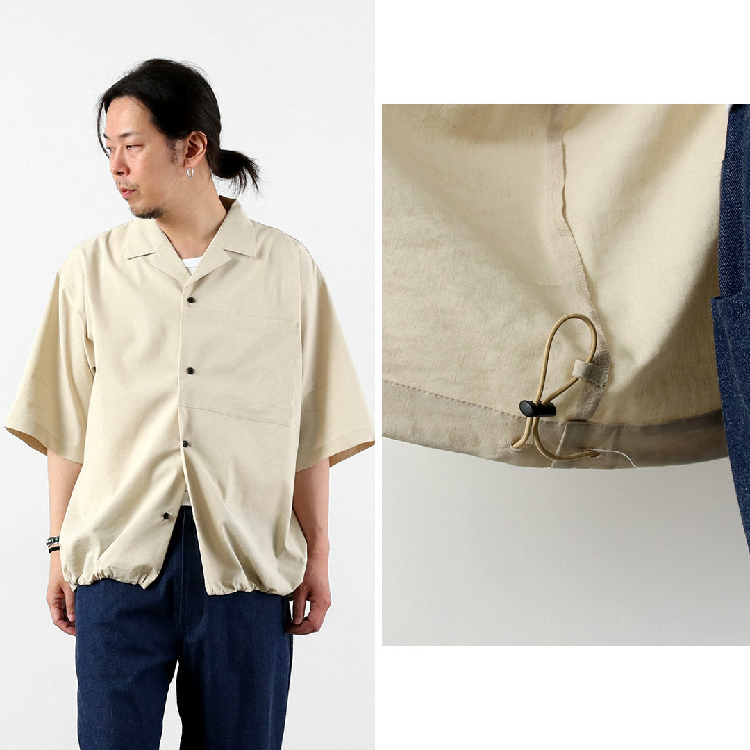 BASISBROEK（バージスブルック） ディーン リネン混ストレッチ オープンカラーシャツ 日本製