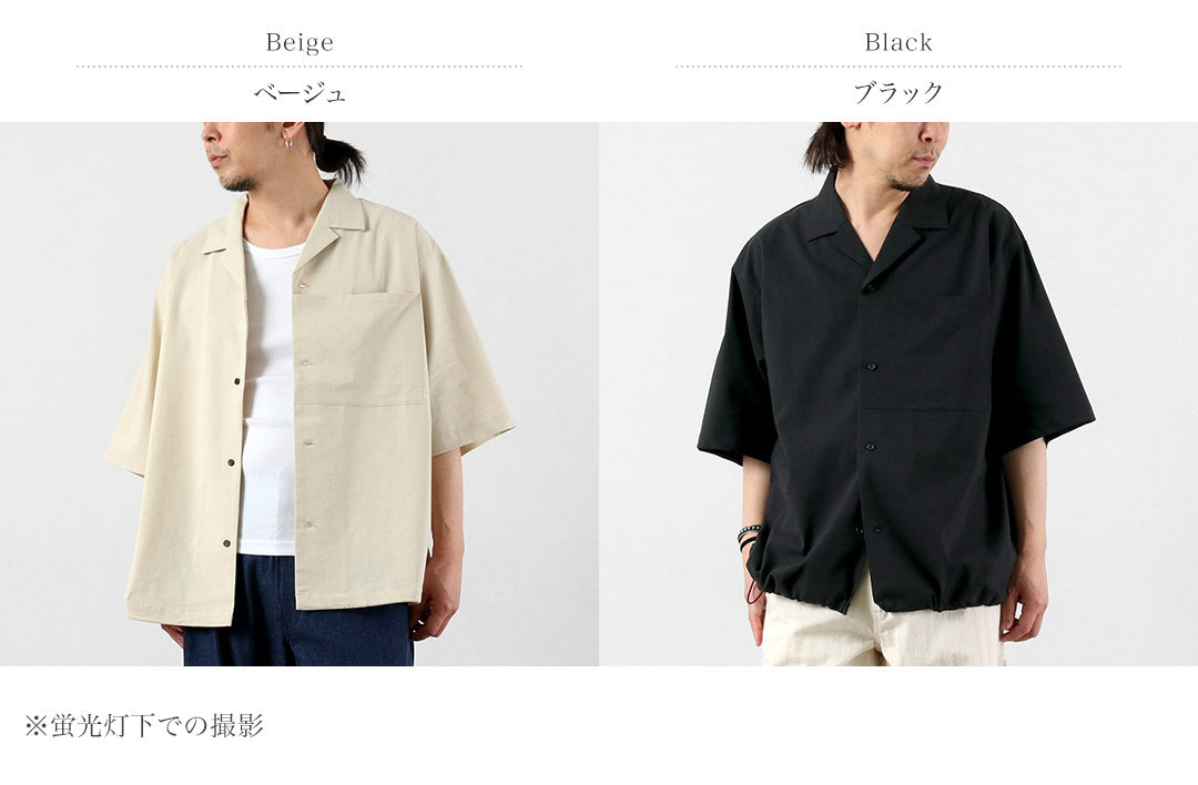 BASISBROEK（バージスブルック） ディーン リネン混ストレッチ オープンカラーシャツ 日本製